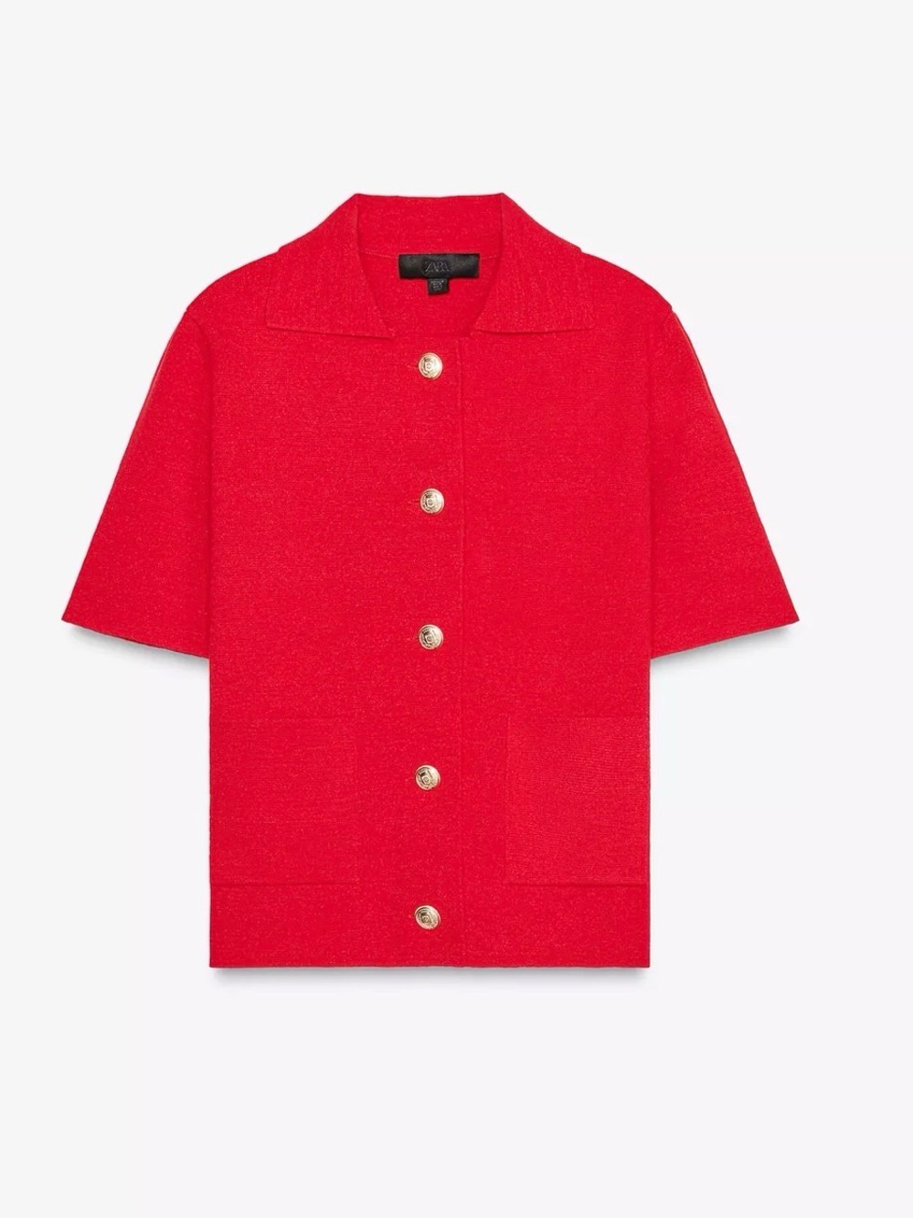 Zara Red Short-Sleeve Button Cardigan Jacket